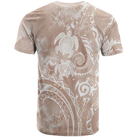 Aloha Hawaii Turtles Floral T Shirt Taupe Marbles Glaze LT7 - Polynesian Pride