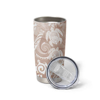Aloha Hawaii Turtles Floral Tumbler Cup Taupe Marbles Glaze LT7 - Polynesian Pride