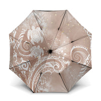 Aloha Hawaii Turtles Floral Umbrella Taupe Marbles Glaze LT7 One Size Folded 11.42 inch Opened Diameter 37.4 inch Taupe - Polynesian Pride