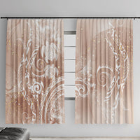 Aloha Hawaii Turtles Floral Window Curtain Taupe Marbles Glaze LT7 With Hooks Taupe - Polynesian Pride