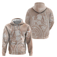 Aloha Hawaii Turtles Floral Zip Hoodie Taupe Marbles Glaze LT7 - Polynesian Pride