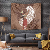 Tahiti Islands Polynesian Plumeria Tapestry Tahitian Vahine 'Ote'a - Beige LT7 - Polynesian Pride