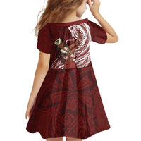 Tahiti Islands Polynesian Plumeria Kid Short Sleeve Dress Tahitian Vahine 'Ote'a - Scarlet