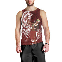 Tahiti Islands Polynesian Plumeria Men Tank Top Tahitian Vahine 'Ote'a - Scarlet