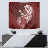 Tahiti Islands Polynesian Plumeria Tapestry Tahitian Vahine 'Ote'a - Scarlet LT7 - Polynesian Pride