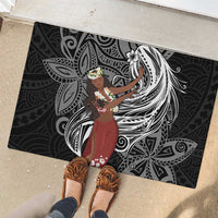 Tahiti Islands Polynesian Plumeria Rubber Doormat Tahitian Vahine 'Ote'a - Black LT7 - Polynesian Pride
