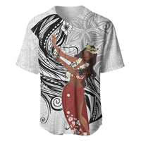Tahiti Islands Polynesian Plumeria Baseball Jersey Tahitian Vahine 'Ote'a - White LT7 White - Polynesian Pride