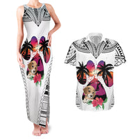 Polynesian Couples Matching Tank Maxi Dress and Hawaiian Shirt Dog Lover With Beagle - Sunset At The Beach White Ver LT7 White - Polynesian Pride