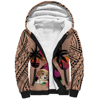 Polynesian Sherpa Hoodie Dog Lover With Beagle - Sunset At The Beach Brown Ver LT7 Unisex Brown - Polynesian Pride