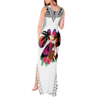 Polynesian Tank Maxi Dress Dog Lover With Border Collie - Sunset At The Beach White Ver LT7 - Polynesian Pride