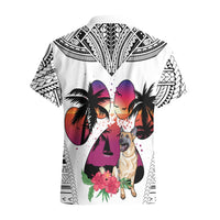 Polynesian Hawaiian Shirt Dog Lover With German Shepherd - Sunset At The Beach White Ver LT7 - Polynesian Pride