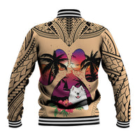 Polynesian Baseball Jacket Dog Lover With Samoyed - Sunset At The Beach LT7 - Polynesian Pride