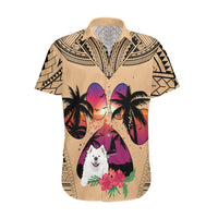 Polynesian Hawaiian Shirt Dog Lover With Samoyed - Sunset At The Beach LT7 Coral - Polynesian Pride
