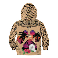 Polynesian Kid Hoodie Dog Lover With Samoyed - Sunset At The Beach LT7 - Polynesian Pride