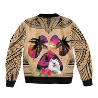 Polynesian Sleeve Zip Bomber Jacket Dog Lover With Samoyed - Sunset At The Beach LT7 - Polynesian Pride