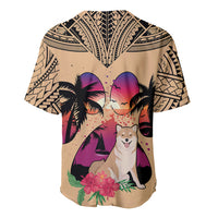 Polynesian Baseball Jersey Dog Lover With Shiba Inu - Sunset At The Beach LT7 - Polynesian Pride
