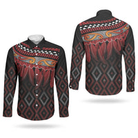 Aotearoa Maori Ngapuhi Iwi Couples Matching Puletasi and Long Sleeve Button Shirt Korowai Tukutuku Kaokao Motifs