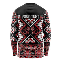 Personalised Aotearoa Waitangi Long Sleeve Shirt Taniko Motifs - Mania Gecko