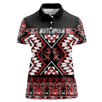 Personalised Aotearoa Waitangi Women Polo Shirt Taniko Motifs - Mania Gecko