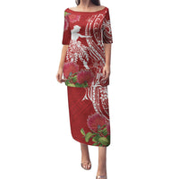 Personalised Hawaii Wahine Puletasi Women's Day Ohia Lehua LT7 Long Dress Red - Polynesian Pride