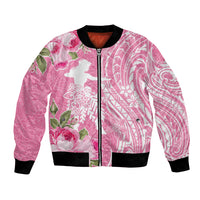 Personalised Hawaii Wahine Bomber Jacket Women's Day Maui Lokelani Roses LT7 Unisex Pink - Polynesian Pride