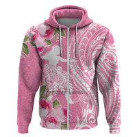Personalised Hawaii Wahine Zip Hoodie Women's Day Maui Lokelani Roses LT7 Zip Hoodie Pink - Polynesian Pride