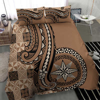 Tonga Ngatu Bedding Set Vintage Brown Manulua Motifs