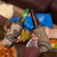 Personalized Tonga Ngatu 4 in 1 Can Cooler Tumbler Vintage Brown Manulua Motifs
