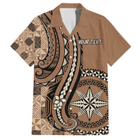 Personalized Tonga Ngatu Family Matching Off Shoulder Maxi Dress and Hawaiian Shirt Vintage Brown Manulua Motifs