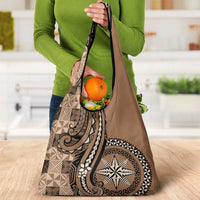 Tonga Ngatu Grocery Bag Vintage Brown Manulua Motifs