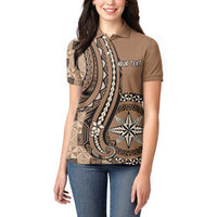Personalized Tonga Ngatu Women Polo Shirt Vintage Brown Manulua Motifs