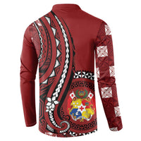 Personalized Tonga Ngatu Button Sweatshirt Iconic Red Manulua Motifs