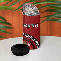 Personalized Tonga Ngatu 4 in 1 Can Cooler Tumbler Iconic Red Manulua Motifs
