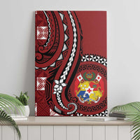 Tonga Ngatu Canvas Wall Art Iconic Red Manulua Motifs