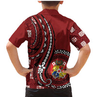 Personalized Tonga Ngatu Family Matching Mermaid Dress and Hawaiian Shirt Iconic Red Manulua Motifs