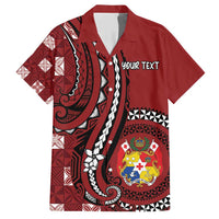 Personalized Tonga Ngatu Family Matching Short Sleeve Bodycon Dress and Hawaiian Shirt Iconic Red Manulua Motifs