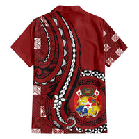 Personalized Tonga Ngatu Family Matching Summer Maxi Dress and Hawaiian Shirt Iconic Red Manulua Motifs