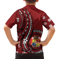 Personalized Tonga Ngatu Family Matching Tank Maxi Dress and Hawaiian Shirt Iconic Red Manulua Motifs