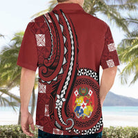 Personalized Tonga Ngatu Hawaiian Shirt Iconic Red Manulua Motifs