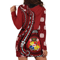 Personalized Tonga Ngatu Hoodie Dress Iconic Red Manulua Motifs