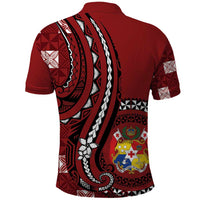 Personalized Tonga Ngatu Polo Shirt Iconic Red Manulua Motifs