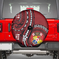 Tonga Ngatu Spare Tire Cover Iconic Red Manulua Motifs