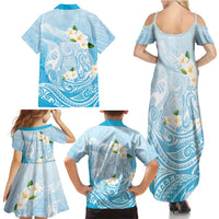 Guam Fishhook Mix Guasali Flowers Family Matching Summer Maxi Dress and Hawaiian Shirt Dreaming Turquoise
