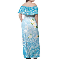 Guam Fishhook Mix Guasali Flowers Off Shoulder Maxi Dress Dreaming Turquoise LT7 - Polynesian Pride