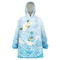 Guam Fishhook Mix Guasali Flowers Wearable Blanket Hoodie Dreaming Turquoise