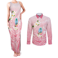 Guam Fishhook Mix Guasali Flowers Couples Matching Tank Maxi Dress and Long Sleeve Button Shirt Dreaming Coral