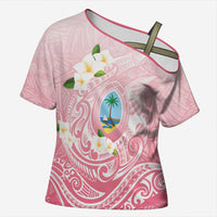 Guam Fishhook Mix Guasali Flowers Cross Shoulder Shirt Dreaming Coral LT7 Female Pink - Polynesian Pride