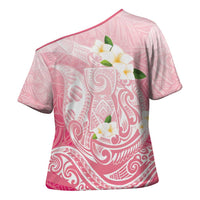 Guam Fishhook Mix Guasali Flowers Cross Shoulder Shirt Dreaming Coral LT7 - Polynesian Pride