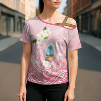 Guam Fishhook Mix Guasali Flowers Cross Shoulder Shirt Dreaming Coral LT7 - Polynesian Pride