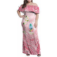 Guam Fishhook Mix Guasali Flowers Family Matching Off Shoulder Maxi Dress and Hawaiian Shirt Dreaming Coral